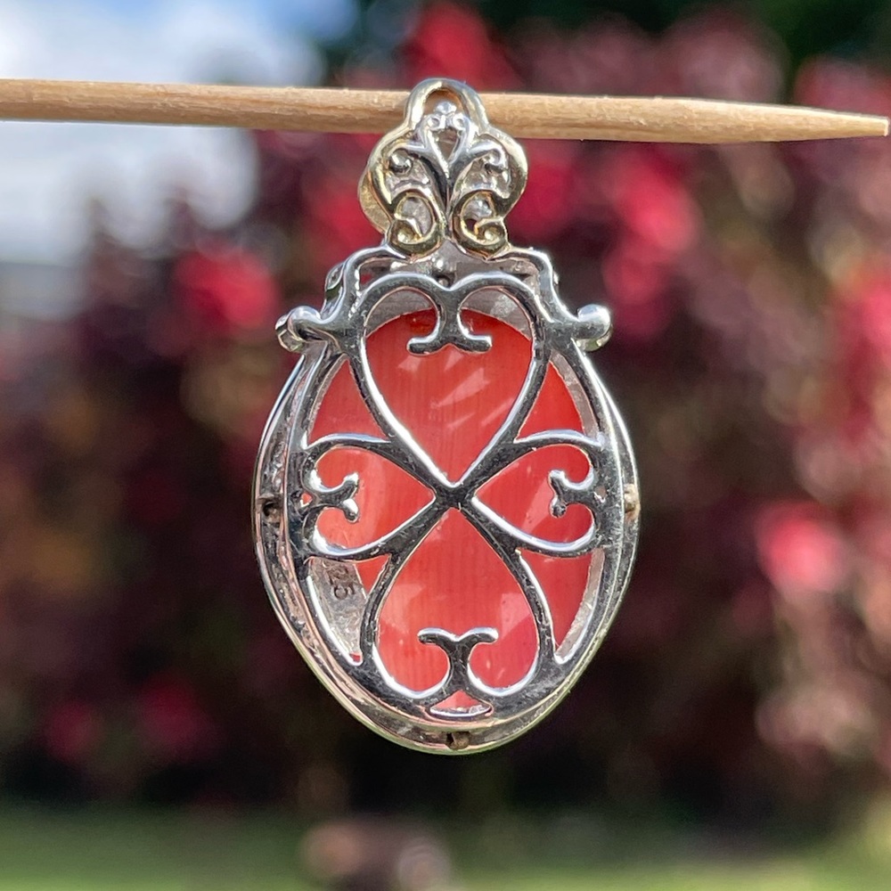 Gems en Vogue Salmon Coral Sapphire Pendant - Picture 2 of 14